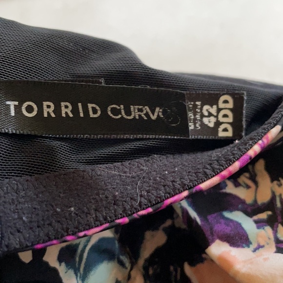 Torrid Curve Black Floral Bra Size 42 DDD - Picture 6 of 8